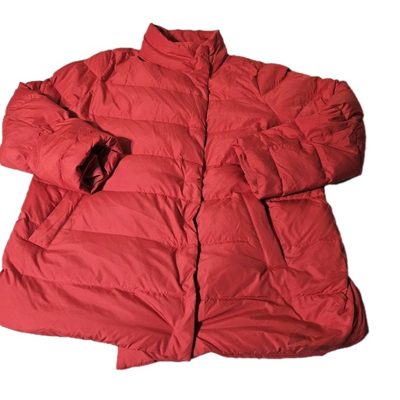 J. Jill Puffer Parka Women's Size L Goose Down Quilted Coat Snap Closure Pink - Picture 1 of 9